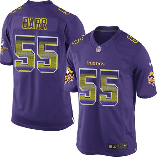 Nike Vikings #55 Anthony Barr Purple Team Color Men's Stitched NFL Limited Strobe Jersey - Click Image to Close